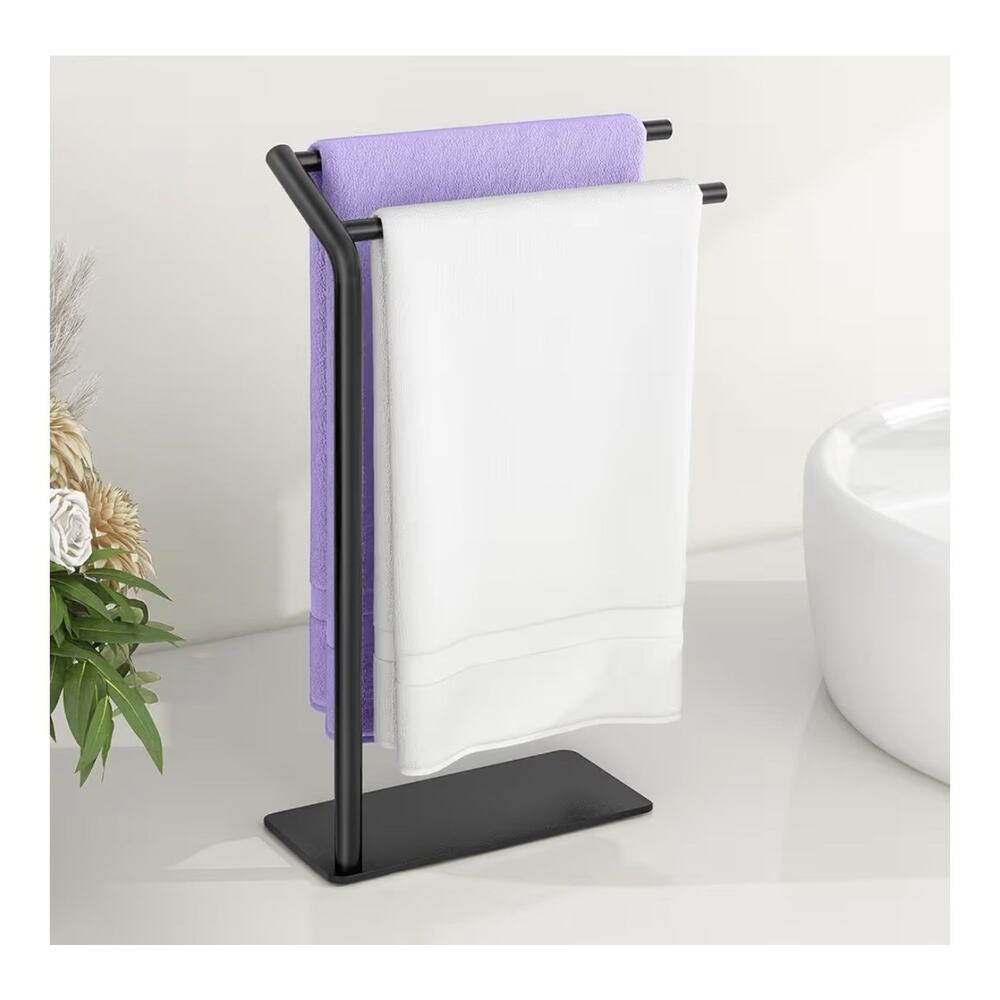 Hand Towel Stand Bathroom Towel Holder Stand Countertop F-Shaped Heavy Base